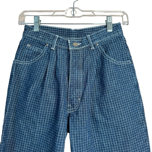 Vintage Jordache Jeans Grid High Rise Tapered Leg Juniors 12/28 Actual 26”x29” - Picture 3 of 10